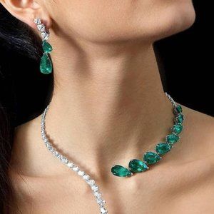 Pear Cut Open Necklace & Earrings Set